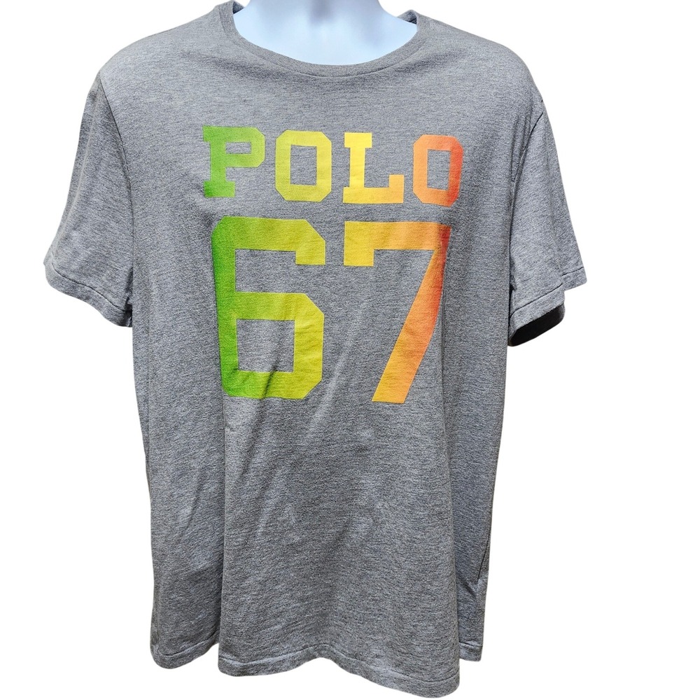 Polo Ralph Lauren Men's Large Gray Short Sleeve T Shirt Size 67 Preppy Casual
